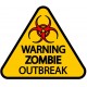 Sticker Panneau warning zombie outbreak