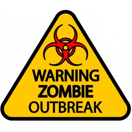 Sticker Panneau warning zombie outbreak