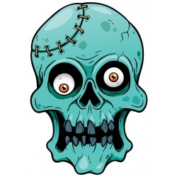 Sticker Tete de mort zombie bleu