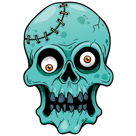 Sticker Tete de mort zombie bleu