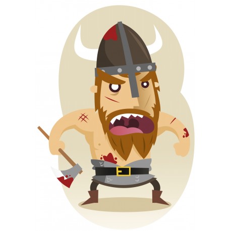 Sticker personnage viking combat sang