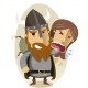 Sticker personnage viking attrape villageoise