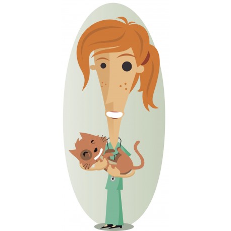 Sticker Vétérinaire femme chat