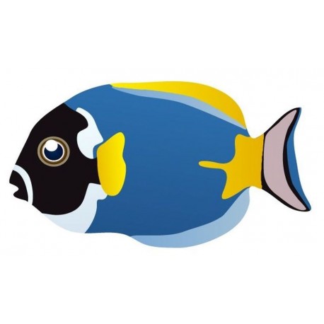 Autocollant poisson bleu jaune