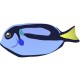 Sticker poisson bleu jaune noir