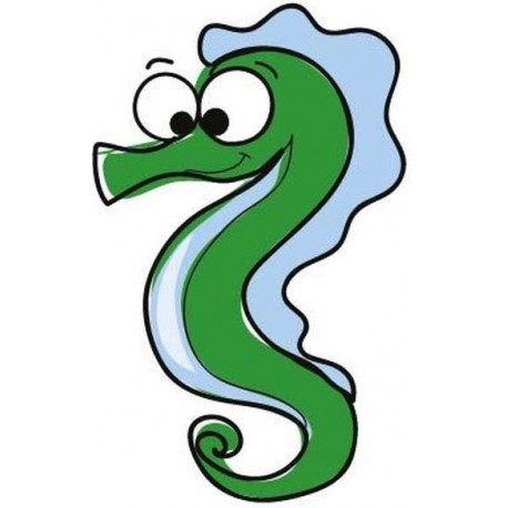 Sticker poisson hippocampe vert bleu