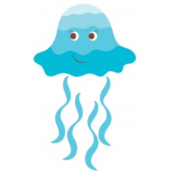 Sticker poisson meduse bleu