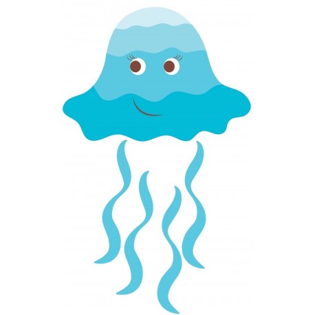 Sticker poisson meduse bleu