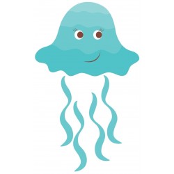 Sticker poisson meduse yeux bleu