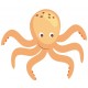 Sticker poisson pieuvre orange
