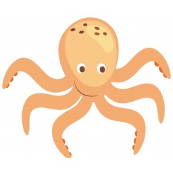 Sticker poisson pieuvre orange