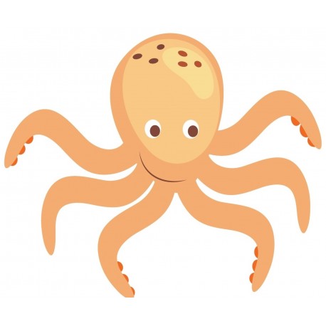 Sticker poisson pieuvre orange
