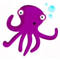 Sticker poisson pieuvre violet