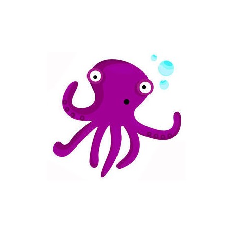 Sticker poisson pieuvre violet