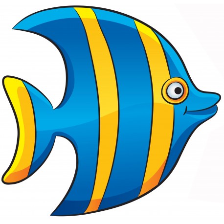 Sticker poisson jaune bleu