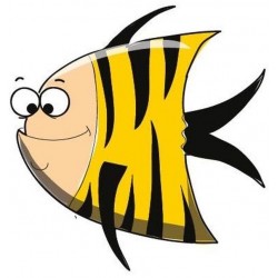 Sticker poisson jaune noir
