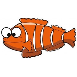 Sticker poisson orange blanc