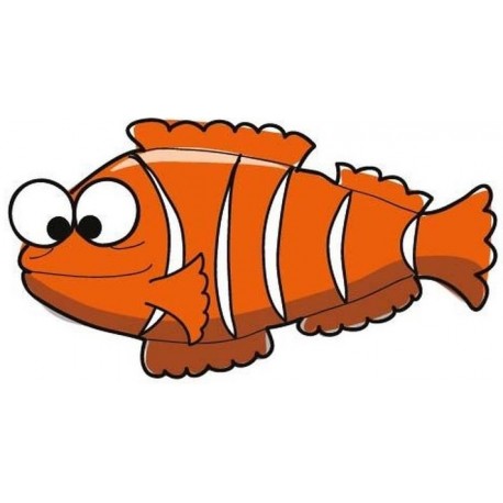 Sticker poisson orange blanc