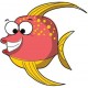 Sticker poisson lune orange jaune
