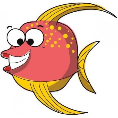 Sticker poisson lune orange jaune