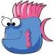 Sticker poisson bleu rose punk