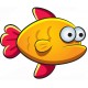 Sticker poisson jaune rouge