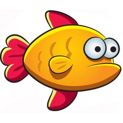 Sticker poisson jaune rouge