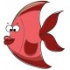 Sticker poisson lune rouge