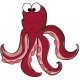 Sticker poisson pieuvre rouge