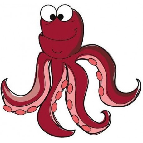 Sticker poisson pieuvre rouge