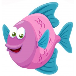 Sticker poisson bleu rose