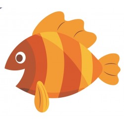 Sticker poisson rayure orange jaune