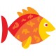 Sticker poisson jaune orange rouge