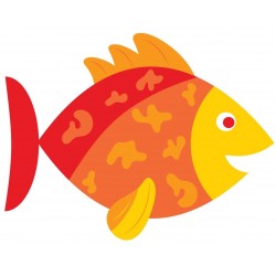 Sticker poisson jaune orange rouge