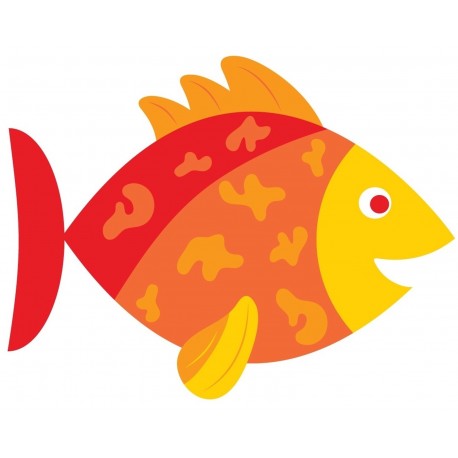 Sticker poisson jaune orange rouge