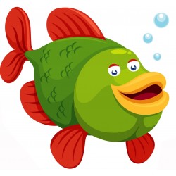 Sticker poisson vert rouge