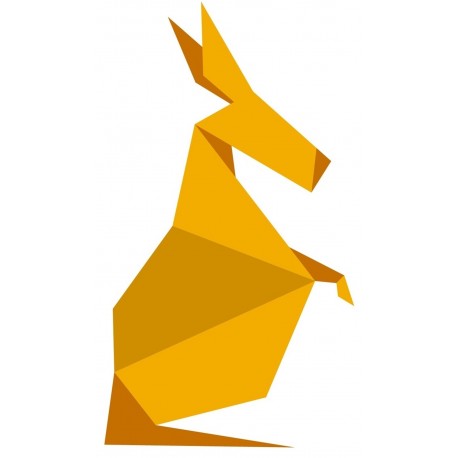 Sticker origami kangourou jaune