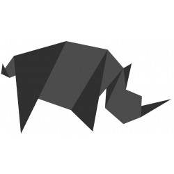 Sticker origami rhinoceros noir