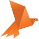 Sticker mural origami oiseau orange