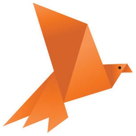 Sticker mural origami oiseau orange