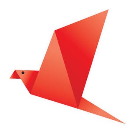 Autocollant origami oiseau orange