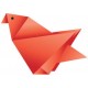 Sticker origami oiseau orange