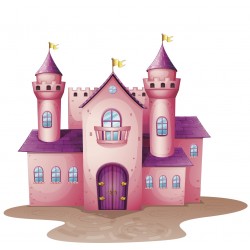 Sticker princesse chateau rose