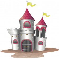 Sticker princesse chateau rose