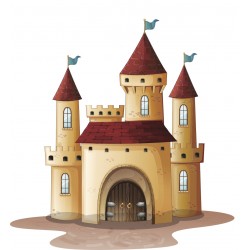 Sticker princesse chateau rose