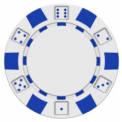 Sticker poker jeton blanc bleu