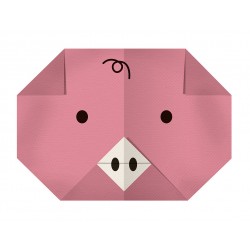 Sticker origami tête cochon