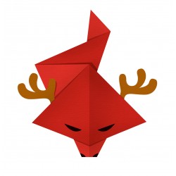 Sticker origami tête dragon rouge