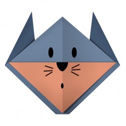 Sticker origami tête hérisson