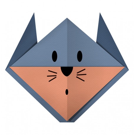 Sticker origami tête hérisson